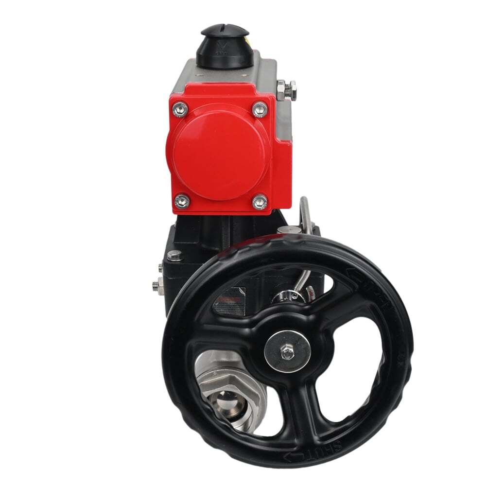 Robinet à boisseau sphérique en acier inoxydable Elephant kshmp316-elephant-da-hdm, matériau du corps - acier inoxydable AISI 316, matériau de la bille - acier inoxydable AISI 316, joint - PTFE, actionné par actionneur pneumatique