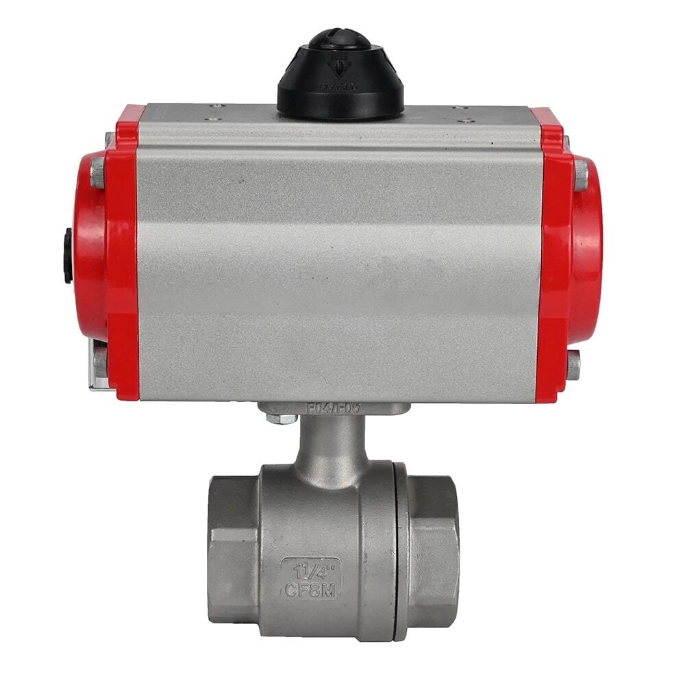 Robinet à boisseau sphérique en acier inoxydable Elephant kshmp316-elephant-da-4m310-110/220v, matériau du corps - acier inoxydable AISI 316, matériau de la bille - acier inoxydable AISI 316, joint - PTFE, actionné par actionneur pneumatique