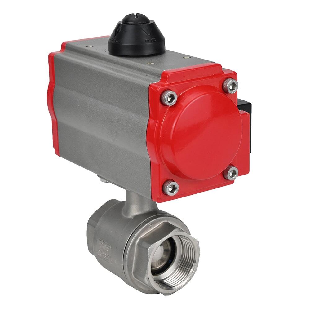 Robinet à boisseau sphérique en acier inoxydable Elephant kshmp316-elephant-da-4m310-110/220v, matériau du corps - acier inoxydable AISI 316, matériau de la bille - acier inoxydable AISI 316, joint - PTFE, actionné par actionneur pneumatique