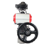 Robinet à boisseau sphérique en acier inoxydable Elephant kshmp316-elephant-da-4m310-110/220v-apl-210n-hdm, matériau du corps - acier inoxydable AISI 316, matériau de la bille - acier inoxydable AISI 316, joint - PTFE, actionné par actionneur pneumatique