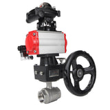 Robinet à boisseau sphérique en acier inoxydable Elephant kshmp316-elephant-da-4m310-110/220v-apl-210n-hdm, matériau du corps - acier inoxydable AISI 316, matériau de la bille - acier inoxydable AISI 316, joint - PTFE, actionné par actionneur pneumatique