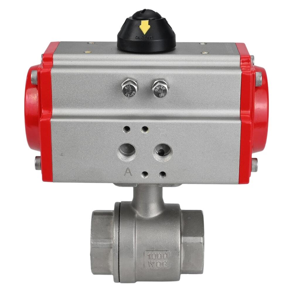 Robinet à boisseau sphérique en acier inoxydable Elephant kshmp316-elephant-sa, matériau du corps - acier inoxydable AISI 316, matériau de la bille - acier inoxydable AISI 316, joint - PTFE, actionné par actionneur pneumatique