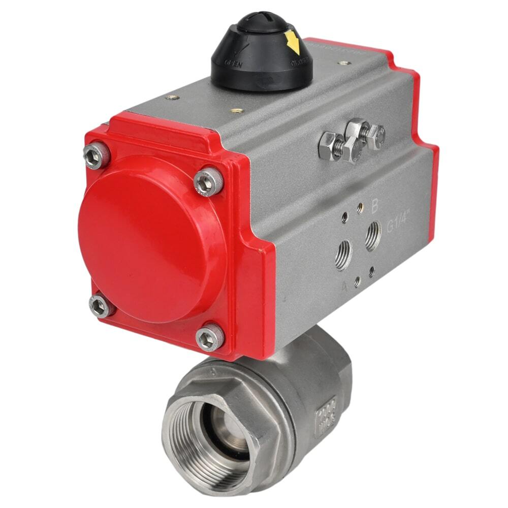 Robinet à boisseau sphérique en acier inoxydable Elephant kshmp316-elephant-sa, matériau du corps - acier inoxydable AISI 316, matériau de la bille - acier inoxydable AISI 316, joint - PTFE, actionné par actionneur pneumatique