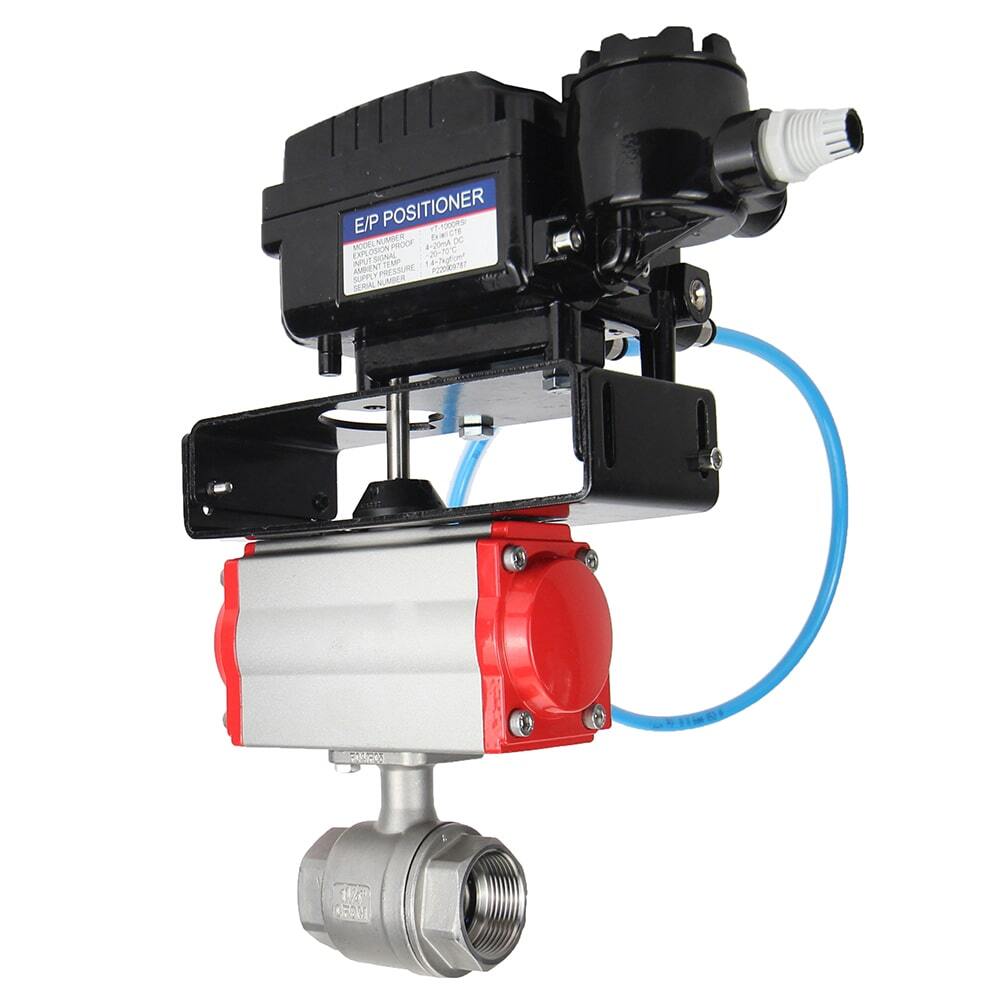 Robinet à boisseau sphérique en acier inoxydable Elephant kshmp316-elephant-sa-yt1000rsn, matériau du corps - acier inoxydable AISI 316, matériau de la bille - acier inoxydable AISI 316, joint - PTFE, actionné par actionneur pneumatique