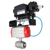 Robinet à boisseau sphérique en acier inoxydable Elephant kshmp316-elephant-sa-yt1000rsn, matériau du corps - acier inoxydable AISI 316, matériau de la bille - acier inoxydable AISI 316, joint - PTFE, actionné par actionneur pneumatique