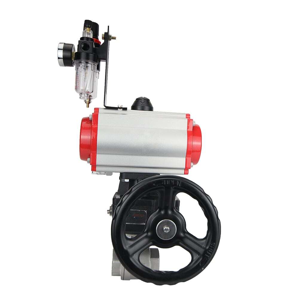 Robinet à boisseau sphérique en acier inoxydable Elephant kshmp316-elephant-da-4m310-110/220-hdm-afc2000, matériau du corps - acier inoxydable AISI 316, matériau de la bille - acier inoxydable AISI 316, joint - PTFE, actionné par actionneur pneumatique