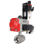 Robinet à boisseau sphérique en acier inoxydable Elephant kshmp316-elephant-da-4m310-110/220-afc2000, matériau du corps - acier inoxydable AISI 316, matériau de la bille - acier inoxydable AISI 316, joint - PTFE, actionné par actionneur pneumatique