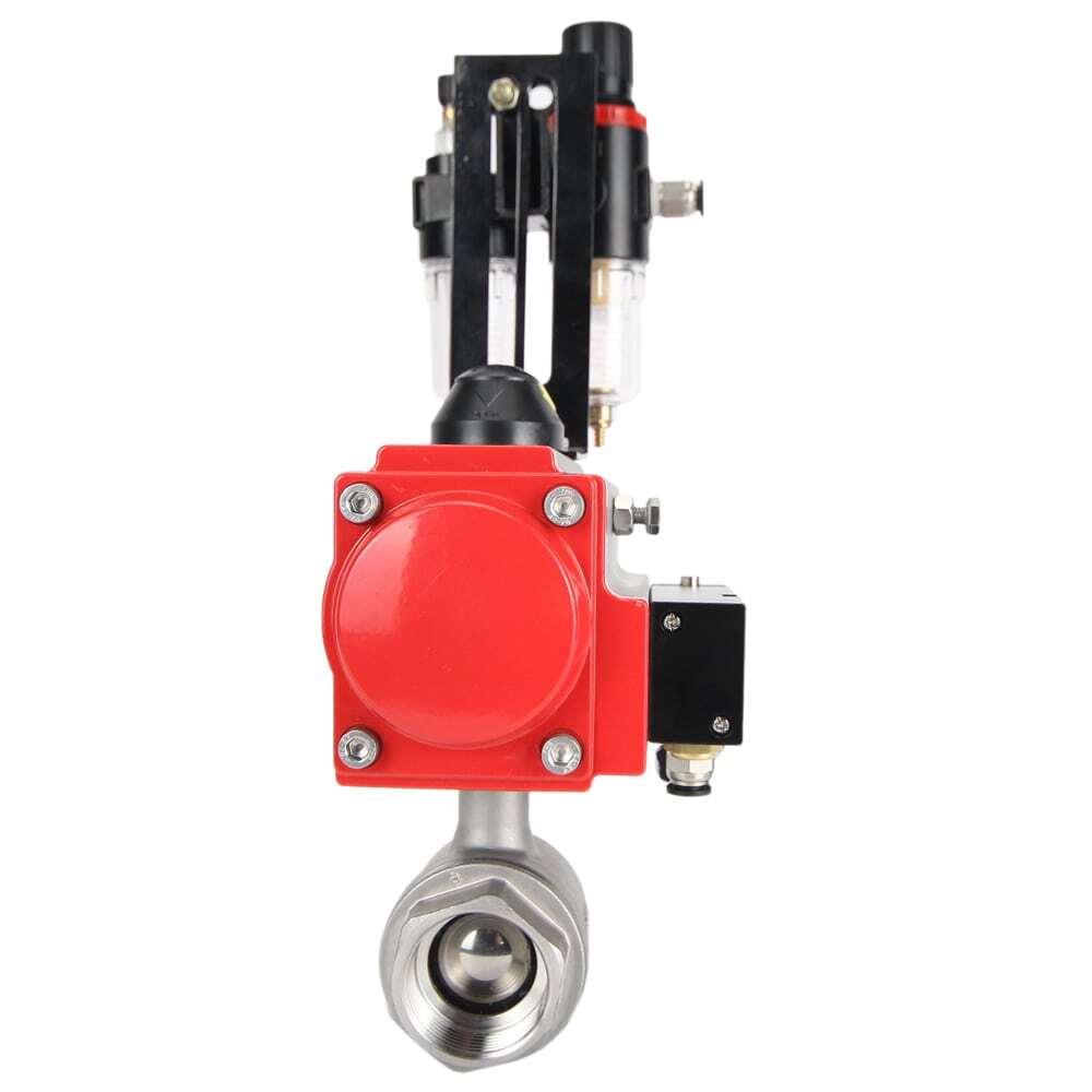 Robinet à boisseau sphérique en acier inoxydable Elephant kshmp316-elephant-da-4m310-110/220-afc2000, matériau du corps - acier inoxydable AISI 316, matériau de la bille - acier inoxydable AISI 316, joint - PTFE, actionné par actionneur pneumatique