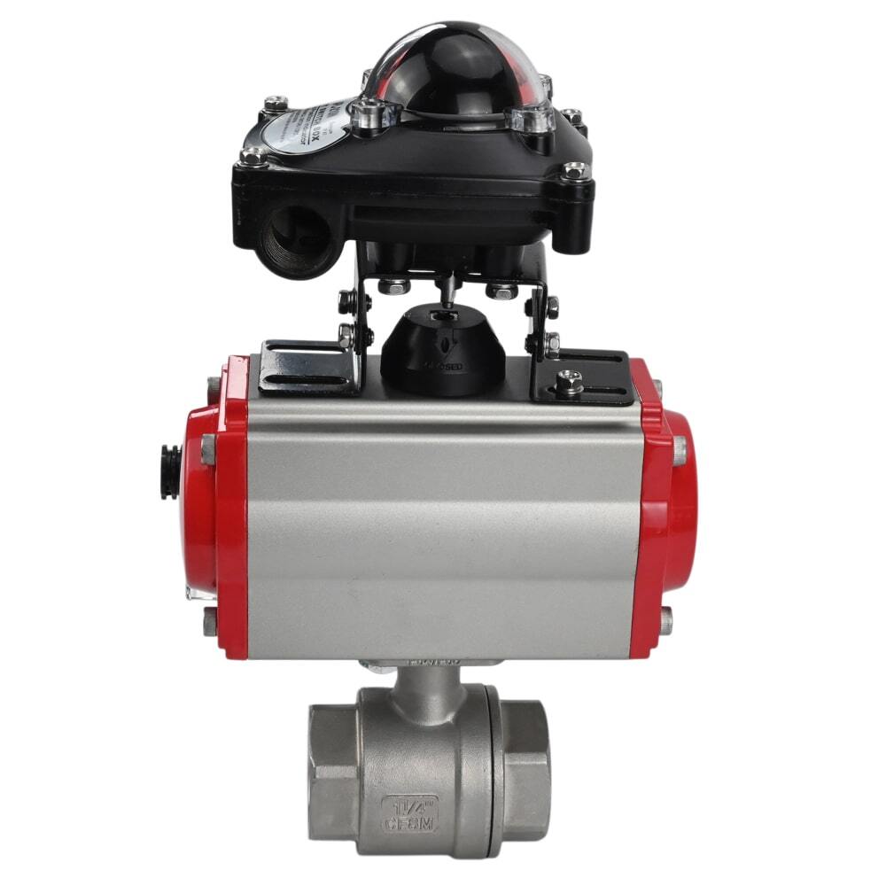 Stainless steel ball valve Elephant BVMP.316.230-ISO 914 PSI, threaded, full port, body material - stainless steel AISI 316, with double-acting pneumatic actuator Elephant DA, pneumatic distributor 4M310-08 24V, limit switch block APL-410N EX