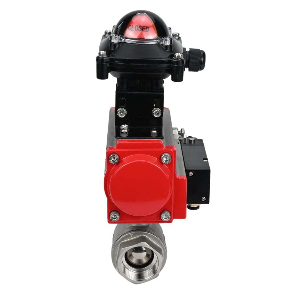 Stainless steel ball valve Elephant BVMP.316.230-ISO 914 PSI, threaded, full port, body material - stainless steel AISI 316, with double-acting pneumatic actuator Elephant DA, pneumatic distributor 4M310-08 24V, limit switch block APL-410N EX