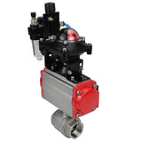 Robinet à boisseau sphérique en acier inoxydable Elephant kshmp316-elephant-da-4m310-24-apl210n-afc2000, matériau du corps - acier inoxydable AISI 316, matériau de la bille - acier inoxydable AISI 316, joint - PTFE, actionné par actionneur pneumatique