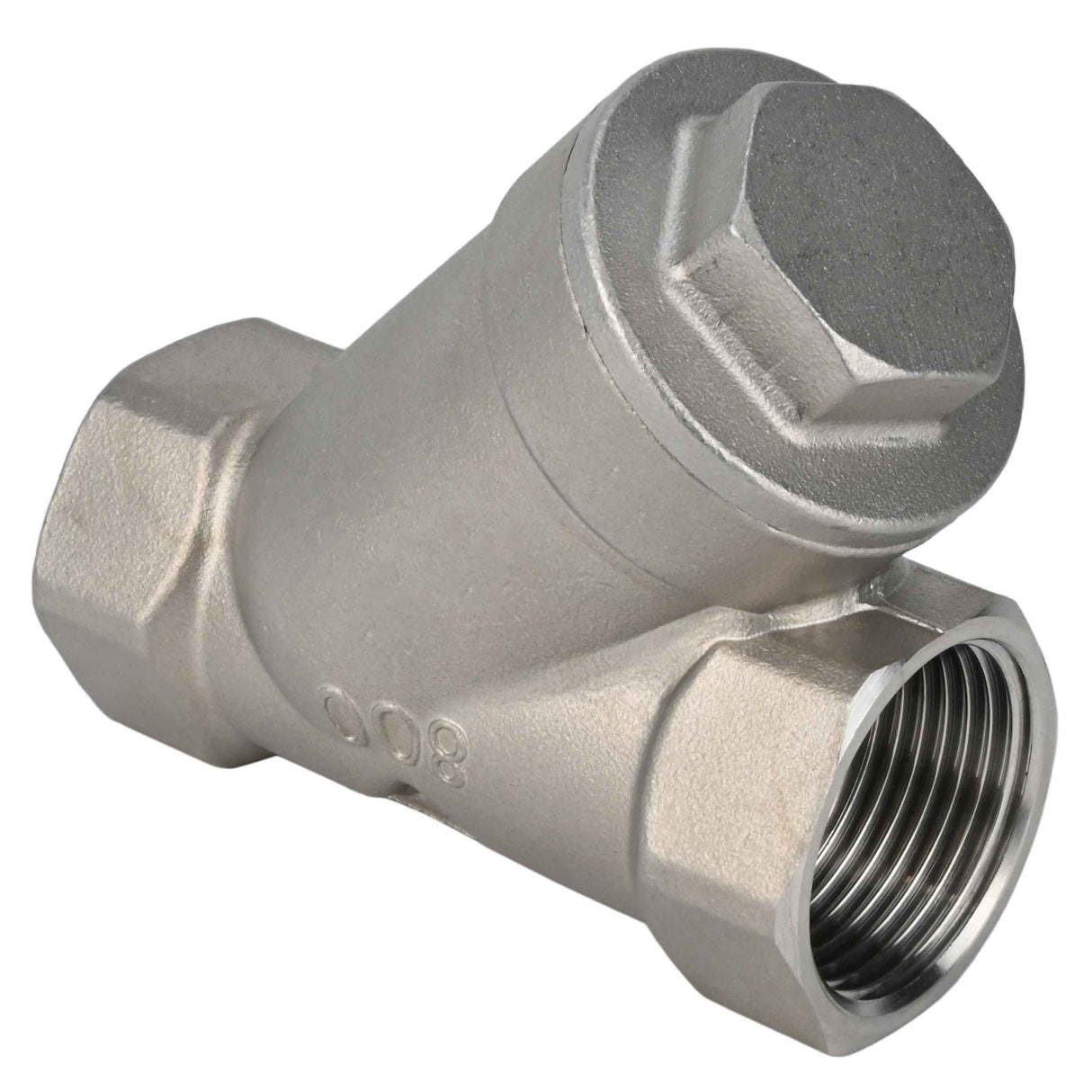 Clapet anti-retour à ressort Elephant VCSY3232P-T en forme de Y, matériau du corps - Acier inoxydable AISI 316, matériau du corps de verrouillage - Acier inoxydable 316, joint - PTFE, fileté