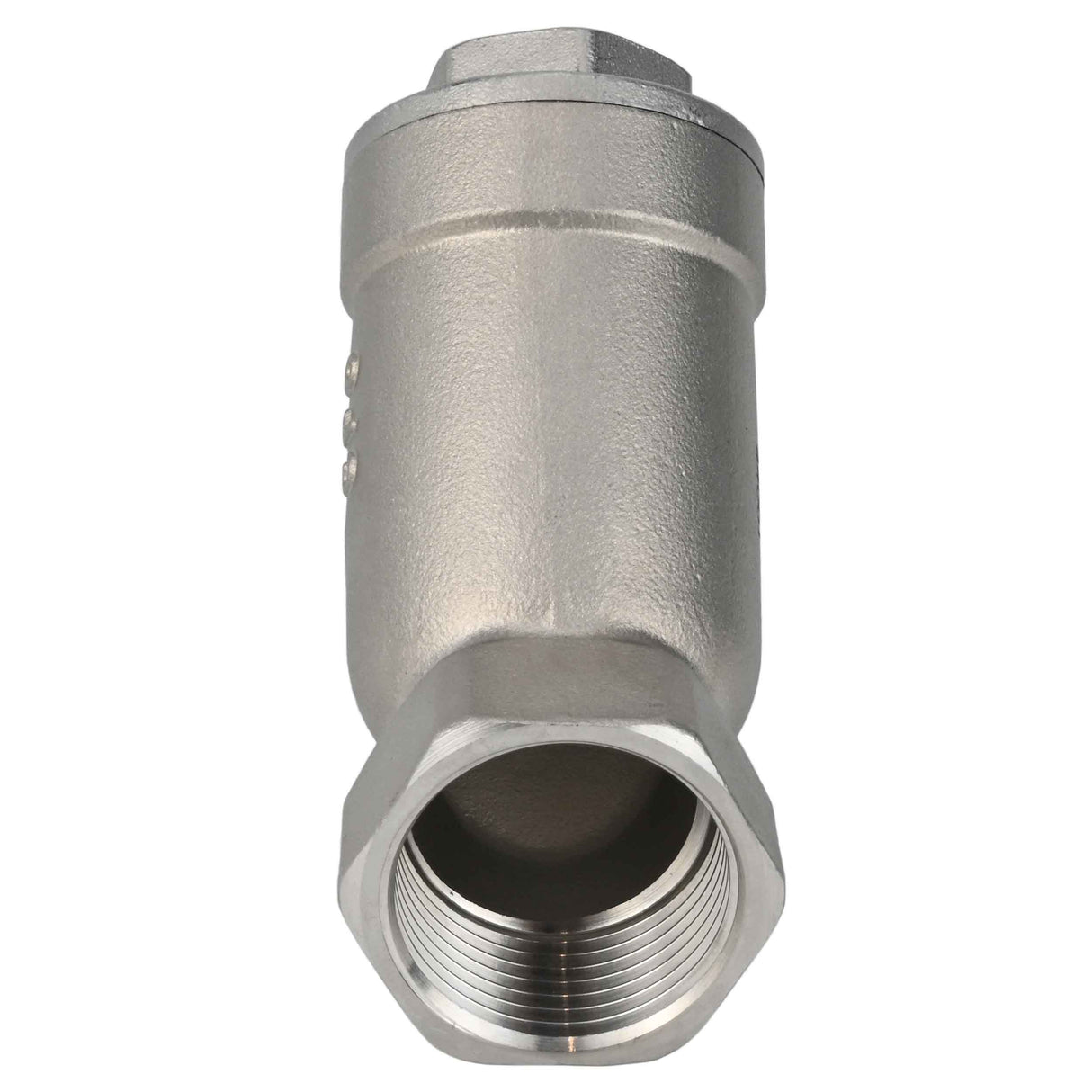 Clapet anti-retour à ressort Elephant VCSY3131P-T en forme de Y, matériau du corps - Acier inoxydable AISI 304, matériau du corps de verrouillage - Acier inoxydable 304, joint - PTFE, fileté