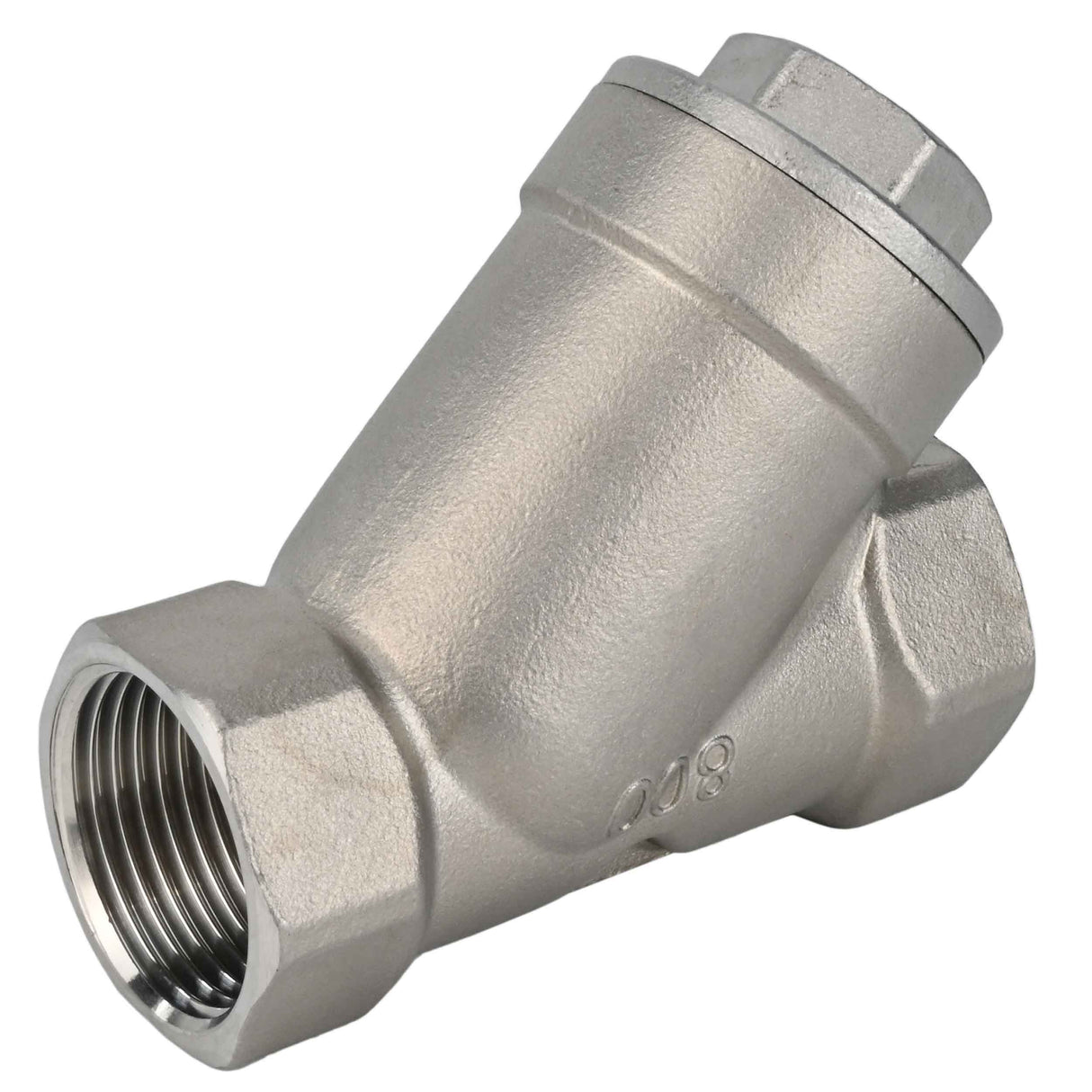 Clapet anti-retour à ressort Elephant VCSY3131P-T en forme de Y, matériau du corps - Acier inoxydable AISI 304, matériau du corps de verrouillage - Acier inoxydable 304, joint - PTFE, fileté