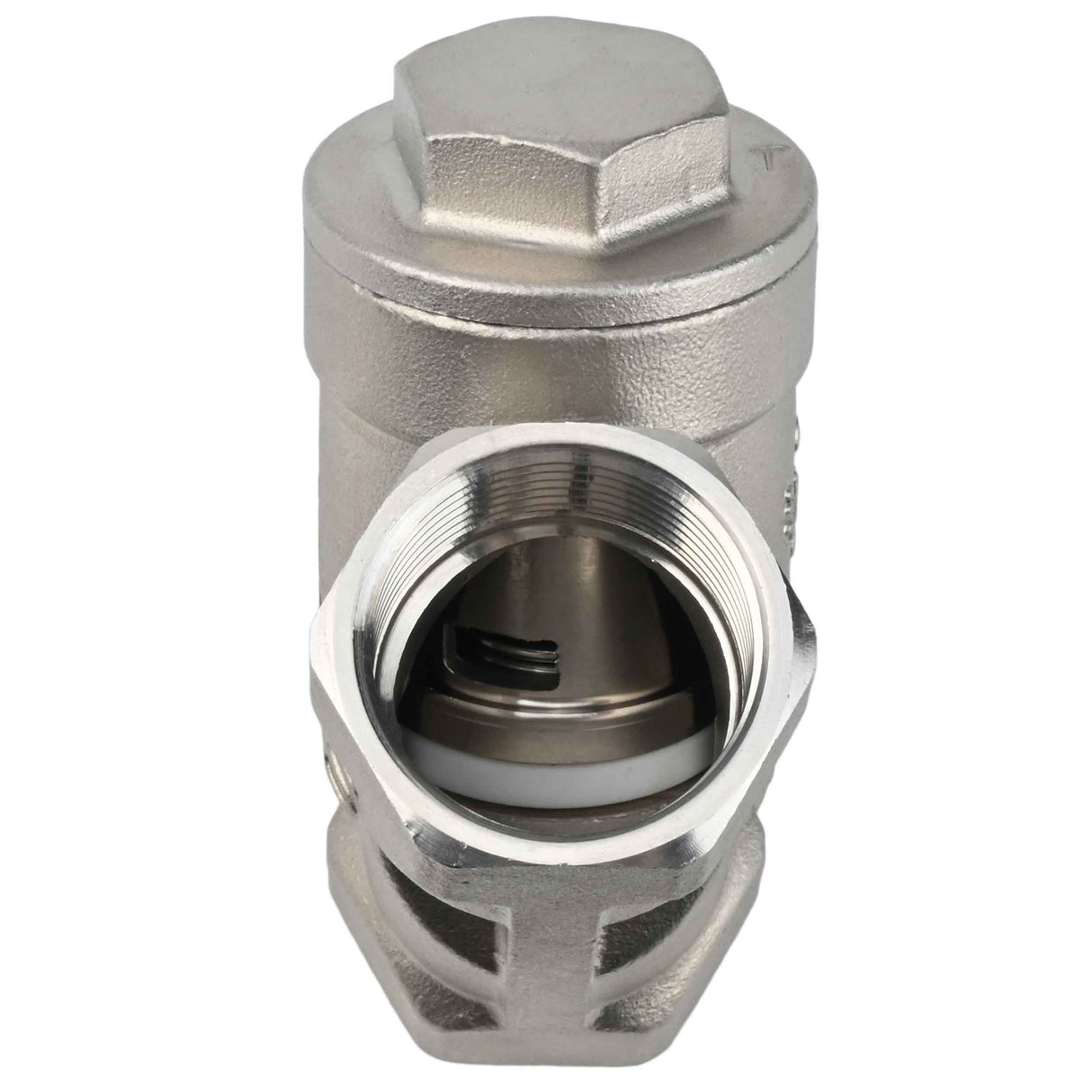 Clapet anti-retour à ressort Elephant VCSY3131P-T en forme de Y, matériau du corps - Acier inoxydable AISI 304, matériau du corps de verrouillage - Acier inoxydable 304, joint - PTFE, fileté