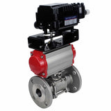 Robinet à boisseau sphérique en acier inoxydable Elephant ksfpt-316-180-sa-yt1000rsn, matériau du corps - acier inoxydable AISI 316, matériau de la bille - acier inoxydable AISI 316, joint - PTFE, actionné par actionneur pneumatique