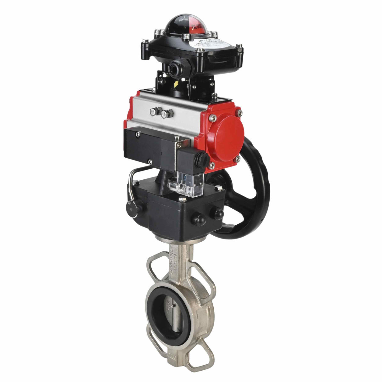 Vanne papillon d'eau Elephant 316l-316l-epdm-da-4M310-110/220-apl210n-gm, matériau du corps - acier inoxydable AISI 316L, matériau du disque - acier inoxydable AISI 316L, joint - EPDM, actionné par actionneur pneumatique
