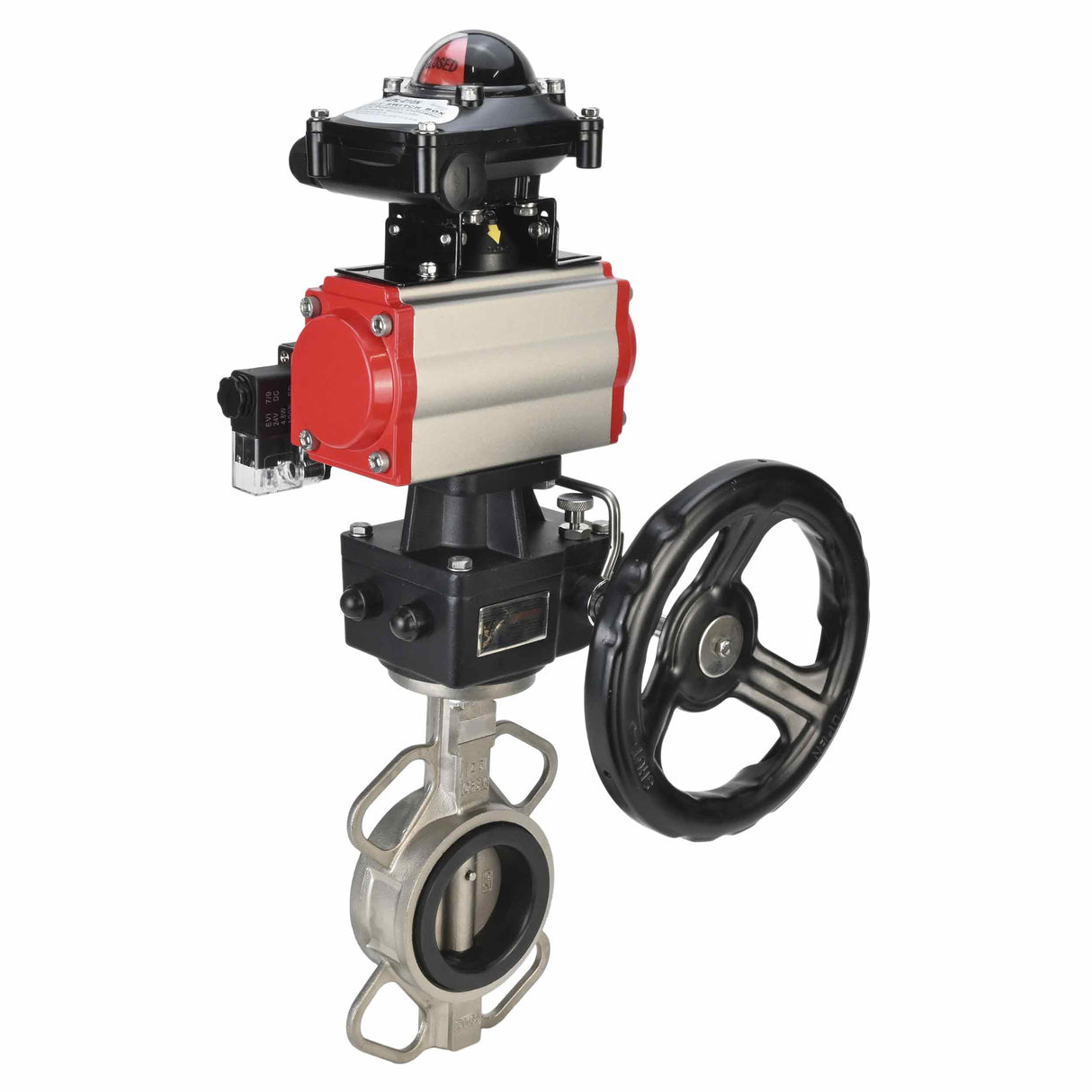 Vanne papillon d'eau Elephant 316l-316l-epdm-da-4M310-110/220-apl210n-gm, matériau du corps - acier inoxydable AISI 316L, matériau du disque - acier inoxydable AISI 316L, joint - EPDM, actionné par actionneur pneumatique