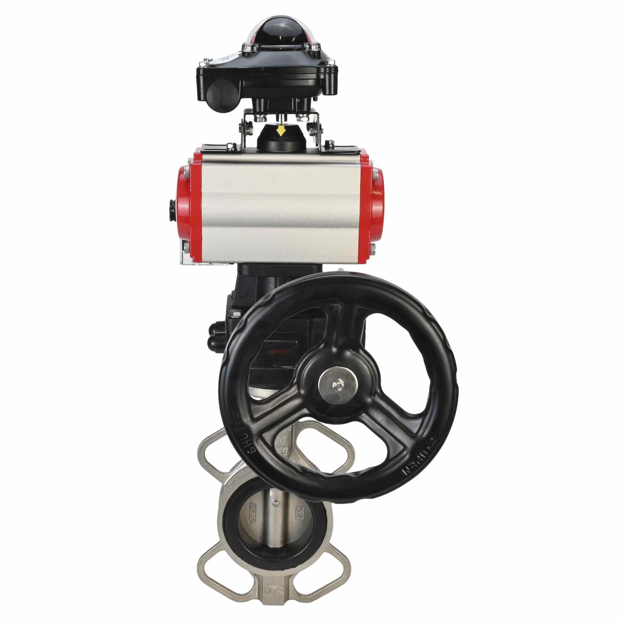 Vanne papillon d'eau Elephant 316l-316l-epdm-da-4M310-110/220-apl210n-gm, matériau du corps - acier inoxydable AISI 316L, matériau du disque - acier inoxydable AISI 316L, joint - EPDM, actionné par actionneur pneumatique