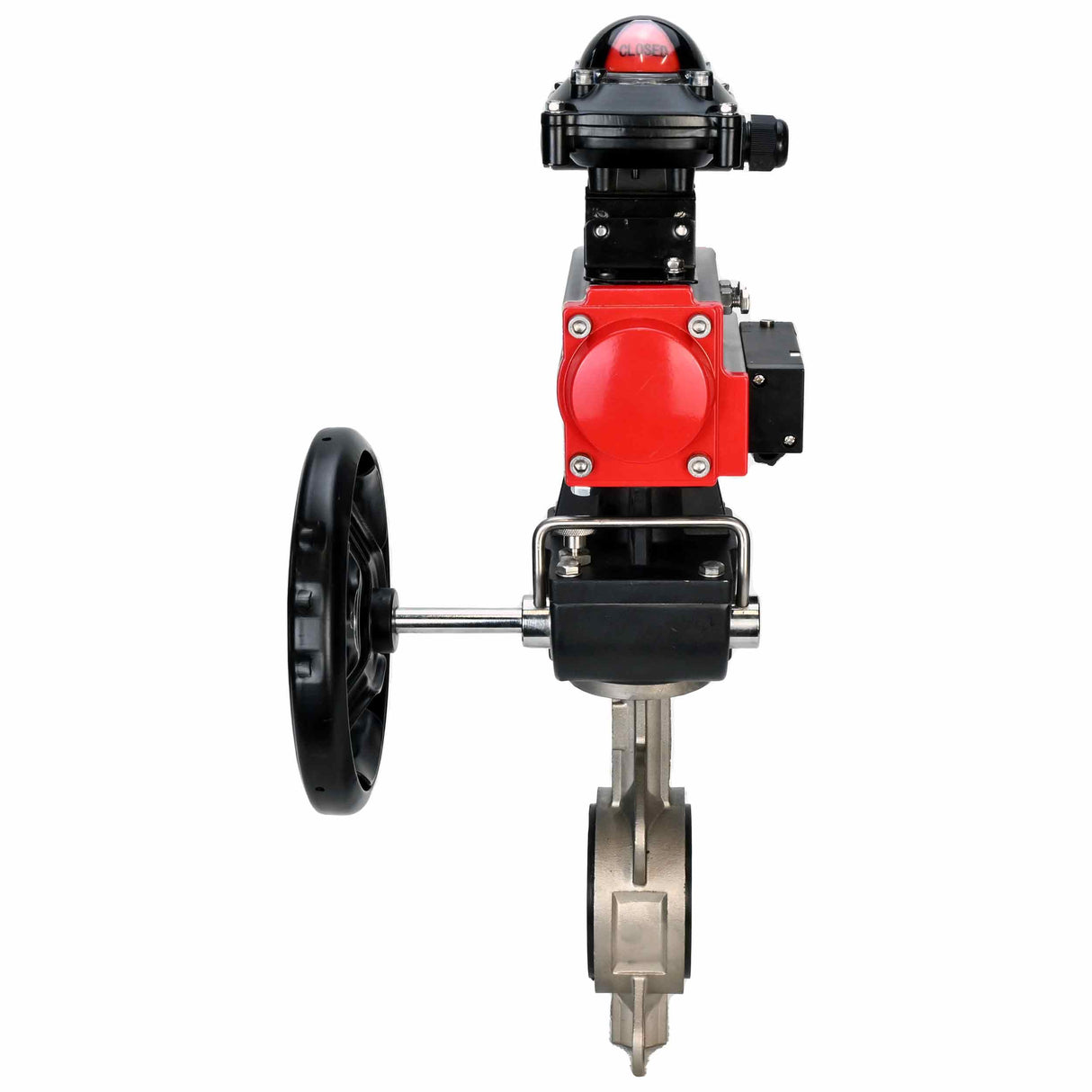 Vanne papillon d'eau Elephant 316l-316l-epdm-da-4M310-110/220-apl210n-gm, matériau du corps - acier inoxydable AISI 316L, matériau du disque - acier inoxydable AISI 316L, joint - EPDM, actionné par actionneur pneumatique