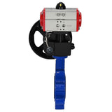 Vanne papillon d'eau Elephant WBV1631N-2W-Fb-H, matériau du corps - fonte QT450, matériau du disque - acier inoxydable AISI 304, joint - NBR, avec actionneur pneumatique double effet PA-DA, volant MON