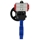 Vanne papillon d'eau Elephant WBV1631N-2W-Fb-H, matériau du corps - fonte QT450, matériau du disque - acier inoxydable AISI 304, joint - NBR, avec actionneur pneumatique double effet PA-DA, volant MON