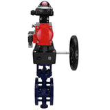 Vanne papillon d'eau Elephant WBV3EX-3432M-1W-F-ISO, matériau du corps - Acier au carbone, matériau du disque - Acier inoxydable AISI 316, joint - Métal, actionneur pneumatique PA-DA double action, 4M310-08 24V, BKV APL-210N, volant MON