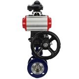 Vanne papillon d'eau Elephant WBV3EX-3432M-1W-F-ISO, matériau du corps - Acier au carbone, matériau du disque - Acier inoxydable AISI 316, joint - Métal, actionneur pneumatique PA-DA double action, 4M310-08 220V, BKV APL-210N, volant MON