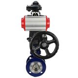 Vanne papillon d'eau Elephant WBV3EX-3432M-1W-F-ISO, matériau du corps - Acier au carbone, matériau du disque - Acier inoxydable AISI 316, joint - Métal, actionneur pneumatique PA-DA double action, BKV APL-210N, volant MON