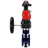 Vanne papillon d'eau Elephant WBV3EX-3432M-1W-F-ISO, matériau du corps - Acier au carbone, matériau du disque - Acier inoxydable AISI 316, joint - Métal, actionneur pneumatique PA-DA double action, BKV APL-210N, volant MON