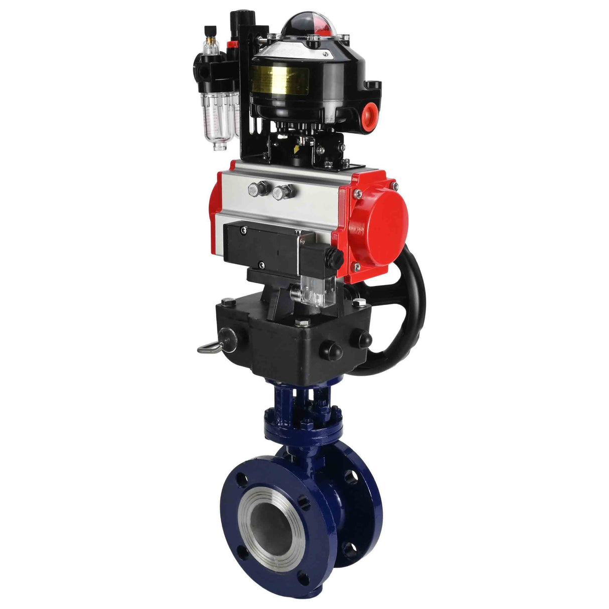 Vanne papillon d'eau Elephant WBV3EX-3432M-1W-F-ISO, matériau du corps - Acier au carbone, matériau du disque - Acier inoxydable AISI 316, joint - Métal, actionneur pneumatique PA-DA double action, 4M310-08 220V, BKV APL-510N EX, volant MON, BPV AFC2000