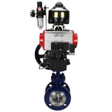 Vanne papillon d'eau Elephant WBV3EX-3432M-1W-F-ISO, matériau du corps - Acier au carbone, matériau du disque - Acier inoxydable AISI 316, joint - Métal, actionneur pneumatique PA-DA double action, 4M310-08 24V, BKV APL-510N EX, volant MON, BPV AFC2000