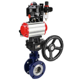 Vanne papillon d'eau Elephant WBV3EX-3432M-1W-F-ISO, matériau du corps - Acier au carbone, matériau du disque - Acier inoxydable AISI 316, joint - Métal, actionneur pneumatique PA-DA double action, 4M310-08 220V, BKV APL-510N EX, volant MON, BPV AFC2000