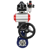 Vanne papillon d'eau Elephant WBV3EX-3432M-1W-F-ISO, matériau du corps - Acier au carbone, matériau du disque - Acier inoxydable AISI 316, joint - Métal, actionneur pneumatique PA-DA double action, 4M310-08 24V, BKV APL-510N EX, volant MON, BPV AFC2000