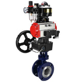 Vanne papillon d'eau Elephant WBV3EX-3432M-1W-F-ISO, matériau du corps - Acier au carbone, matériau du disque - Acier inoxydable AISI 316, joint - Métal, actionneur pneumatique PA-DA double action, 4M310-08 220V, BKV APL-510N EX, volant MON, BPV AFC2000