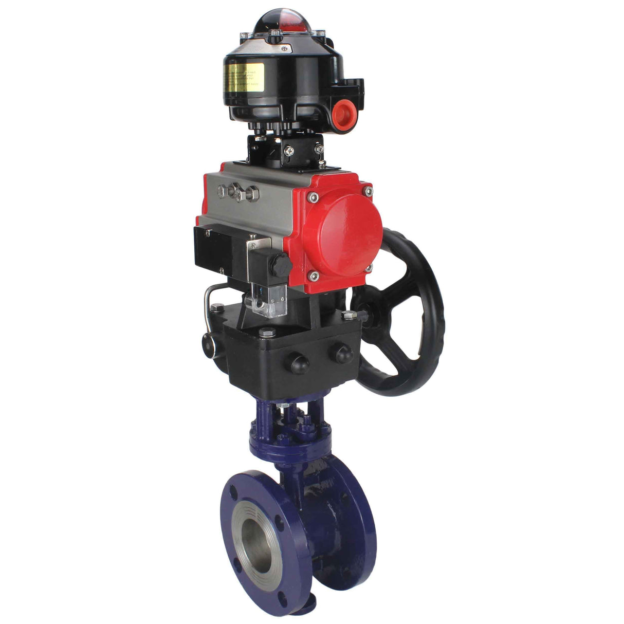 Vanne papillon d'eau Elephant WBV3EX-3432M-1W-F-ISO, matériau du corps - Acier au carbone, matériau du disque - Acier inoxydable AISI 316, joint - Métal, actionneur pneumatique PA-DA double action, 4M310-08 24V, BKV APL-510N EX, volant MON