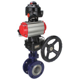 Vanne papillon d'eau Elephant WBV3EX-3432M-1W-F-ISO, matériau du corps - Acier au carbone, matériau du disque - Acier inoxydable AISI 316, joint - Métal, actionneur pneumatique PA-DA double action, 4M310-08 24V, BKV APL-510N EX, volant MON
