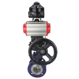 Vanne papillon d'eau Elephant WBV3EX-3432M-1W-F-ISO, matériau du corps - Acier au carbone, matériau du disque - Acier inoxydable AISI 316, joint - Métal, actionneur pneumatique PA-DA double action, 4M310-08 24V, BKV APL-510N EX, volant MON
