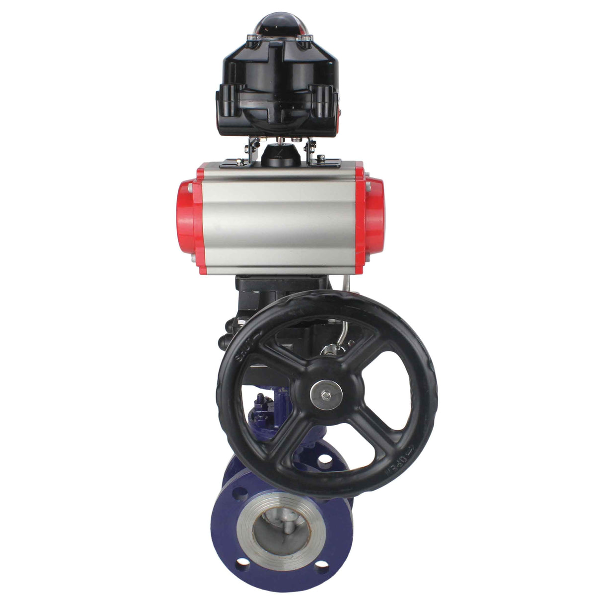 Vanne papillon d'eau Elephant WBV3EX-3432M-1W-F-ISO, matériau du corps - Acier au carbone, matériau du disque - Acier inoxydable AISI 316, joint - Métal, actionneur pneumatique PA-DA double action, 4M310-08 220V, BKV APL-510N EX, volant MON