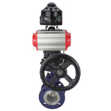 Vanne papillon d'eau Elephant WBV3EX-3432M-1W-F-ISO, matériau du corps - Acier au carbone, matériau du disque - Acier inoxydable AISI 316, joint - Métal, actionneur pneumatique PA-DA double action, 4M310-08 220V, BKV APL-510N EX, volant MON