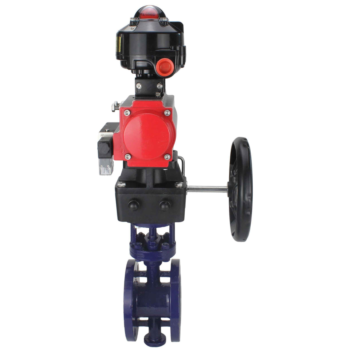 Vanne papillon d'eau Elephant WBV3EX-3432M-1W-F-ISO, matériau du corps - Acier au carbone, matériau du disque - Acier inoxydable AISI 316, joint - Métal, actionneur pneumatique PA-DA double action, 4M310-08 24V, BKV APL-510N EX, volant MON