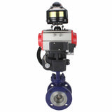 Vanne papillon d'eau Elephant WBV3EX-3432M-1W-F-ISO, matériau du corps - Acier au carbone, matériau du disque - Acier inoxydable AISI 316, joint - Métal, actionneur pneumatique PA-DA double action, 4M310-08 24V, BKV APL-510N EX, volant MON