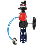 Vanne papillon d'eau Elephant WBV3EX-3432M-1W-F-ISO, matériau du corps - Acier au carbone, matériau du disque - Acier inoxydable AISI 316, joint - Métal, actionneur pneumatique PA-DA double action, 4V320-10 220V, BKV APL-210N, volant MON, BPV AFC2000
