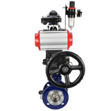 Vanne papillon d'eau Elephant WBV3EX-3432M-1W-F-ISO, matériau du corps - Acier au carbone, matériau du disque - Acier inoxydable AISI 316, joint - Métal, actionneur pneumatique PA-DA double action, 4V320-08 220V, BKV APL-210N, volant MON, BPV AFC2000
