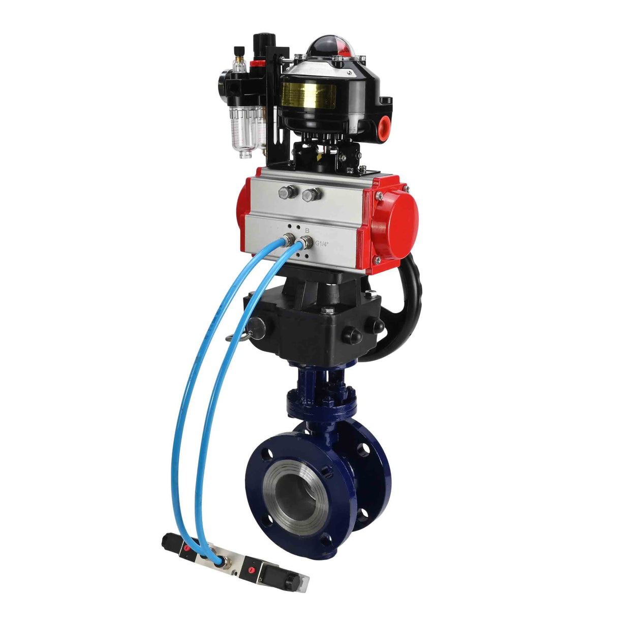 Vanne papillon d'eau Elephant WBV3EX-3432M-1W-F-ISO, matériau du corps - Acier au carbone, matériau du disque - Acier inoxydable AISI 316, joint - Métal, actionneur pneumatique PA-DA double action, 4V320-10 220V, BKV APL-510N EX, volant MON, BPV AFC2000