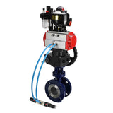 Vanne papillon d'eau Elephant WBV3EX-3432M-1W-F-ISO, matériau du corps - Acier au carbone, matériau du disque - Acier inoxydable AISI 316, joint - Métal, actionneur pneumatique PA-DA double action, 4V320-08 220V, BKV APL-510N EX, volant MON, BPV AFC2000