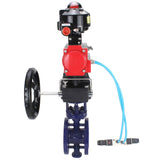 Vanne papillon d'eau Elephant WBV3EX-3432M-1W-F-ISO, matériau du corps - Acier au carbone, matériau du disque - Acier inoxydable AISI 316, joint - Métal, actionneur pneumatique PA-DA double action, 4V320-10 220V, BKV APL-510N EX, volant MON
