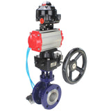Vanne papillon d'eau Elephant WBV3EX-3432M-1W-F-ISO, matériau du corps - Acier au carbone, matériau du disque - Acier inoxydable AISI 316, joint - Métal, actionneur pneumatique PA-DA double action, 4V320-08 220V, BKV APL-510N EX, volant MON
