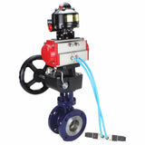Vanne papillon d'eau Elephant WBV3EX-3432M-1W-F-ISO, matériau du corps - Acier au carbone, matériau du disque - Acier inoxydable AISI 316, joint - Métal, actionneur pneumatique PA-DA double action, 4V320-08 220V, BKV APL-510N EX, volant MON