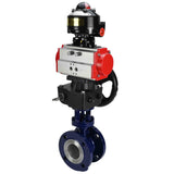 Vanne papillon d'eau Elephant WBV3EX-3432M-1W-F-ISO, matériau du corps - Acier au carbone, matériau du disque - Acier inoxydable AISI 316, joint - Métal, actionneur pneumatique PA-DA double action, BKV APL-510N EX, volant MON